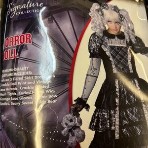 Horror Doll Costume with Black and White Dress. Girls size XL.